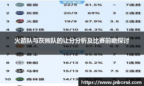 火箭队与灰熊队的让分分析及比赛前瞻探讨